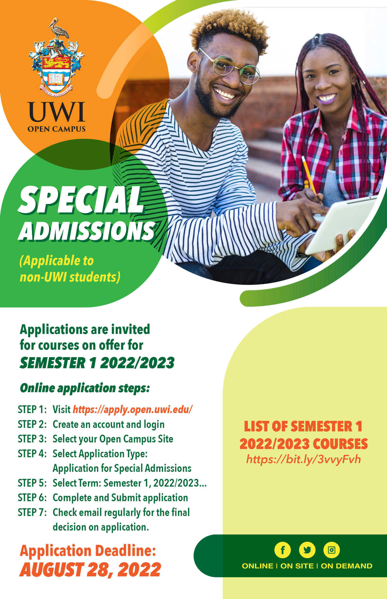 Special Admissions- Semester 1 2022/2023 Courses | UWI Global Campus