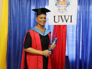 Her Excellency Angela Missouri Sherman-Peter, after receiving her honorary degree at The UWI.
